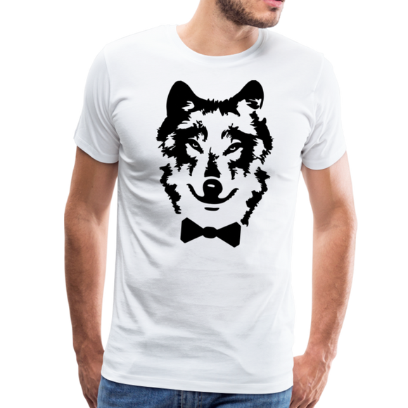 Wolf Portrait Bow Tie | Men's T-Shirt - white