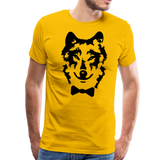 Wolf Portrait Bow Tie | Men's T-Shirt - sun yellow