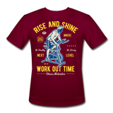 Rise And Shine Workout Time | Men's Moisture Wicking T-Shirt - burgundy