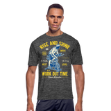 Rise And Shine Workout Time | Men's Moisture Wicking T-Shirt - dark heather gray