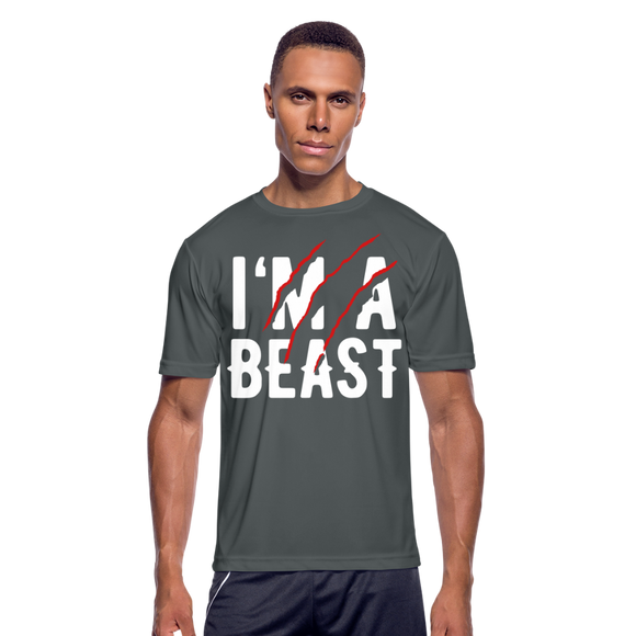 I Am A Beast II | Men's Moisture Wicking T-Shirt - charcoal