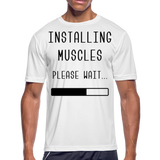 Installing Muscles V | Men's Moisture Wicking T-Shirt - white