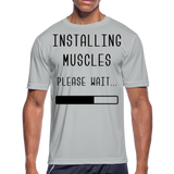 Installing Muscles V | Men's Moisture Wicking T-Shirt - silver