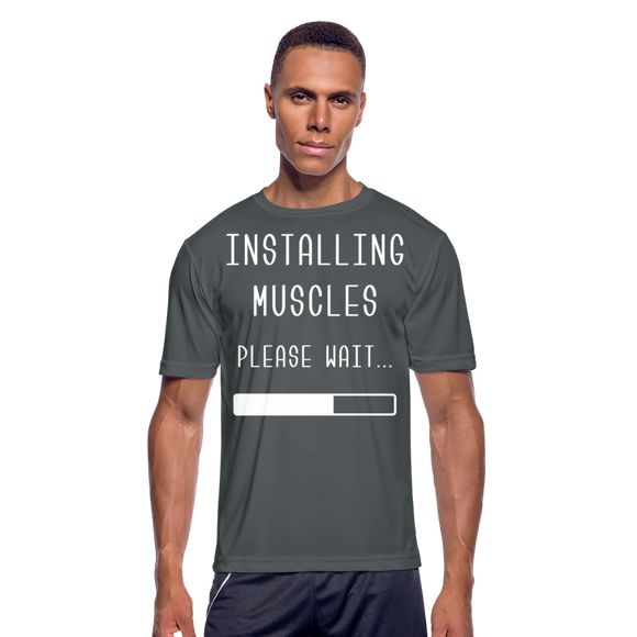 Installing Muscles VI | Moisture Wicking Men's T-Shirt - charcoal