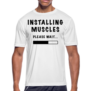 Installing Muscles III | Men's Moisture Wicking T-Shirt - white