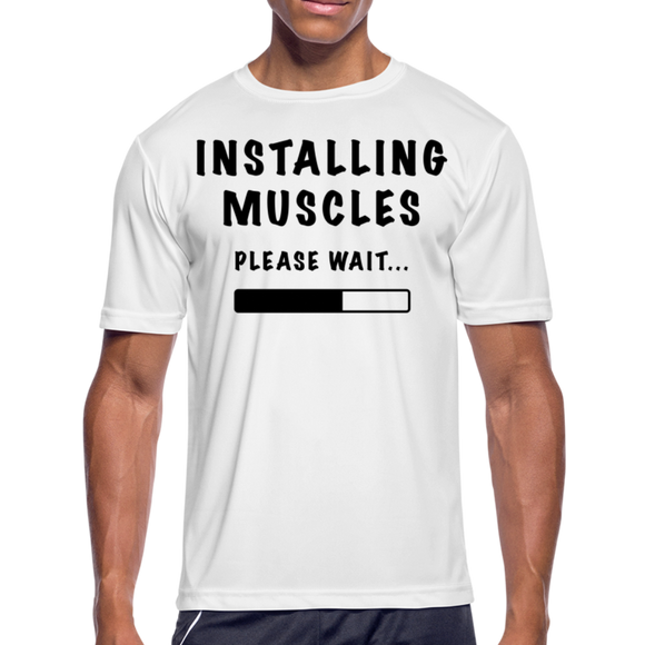 Installing Muscles III | Men's Moisture Wicking T-Shirt - white