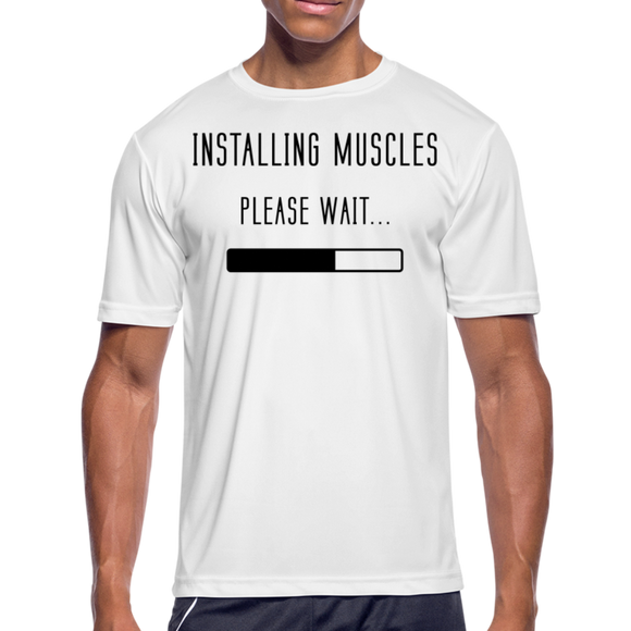 Installing Muscles I | Men's Moisture Wicking T-Shirt - white