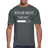 Installing Muscles II | Men's Moisture Wicking T-Shirt - charcoal