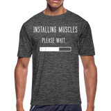 Installing Muscles II | Men's Moisture Wicking T-Shirt - dark heather gray