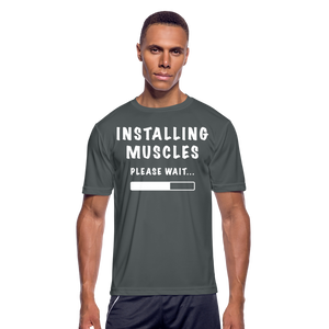 Installing Muscles IV | Men's Moisture Wicking T-Shirt - charcoal