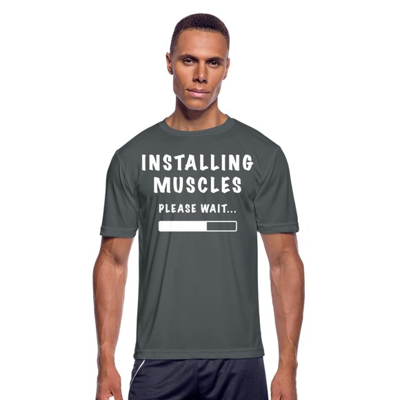 Installing Muscles IV | Men's Moisture Wicking T-Shirt - charcoal