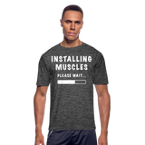 Installing Muscles IV | Men's Moisture Wicking T-Shirt - dark heather gray