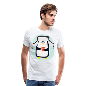 Penguin Drinking Tea | Men's Premium T-Shirt - white