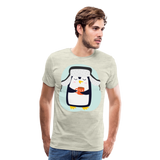 Penguin Drinking Tea | Men's Premium T-Shirt - heather oatmeal