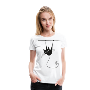 Hanging Cat | Women’s Premium T-Shirt - white