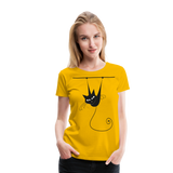 Hanging Cat | Women’s Premium T-Shirt - sun yellow