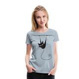 Hanging Cat | Women’s Premium T-Shirt - heather ice blue