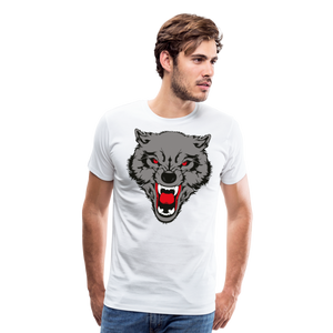 Snarling Wolf Head | Men's Premium T-Shirt - white