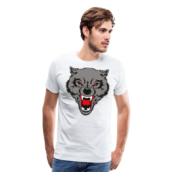 Snarling Wolf Head | Men's Premium T-Shirt - white