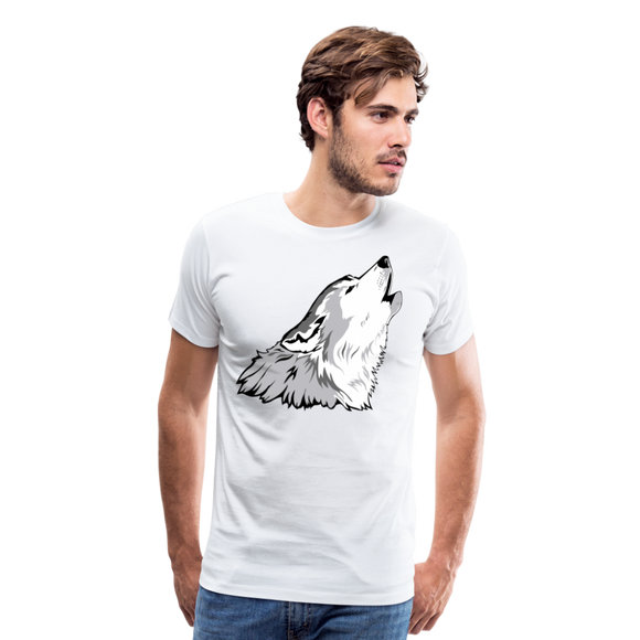 Howling Wolf |  Men's Premium T-Shirt - white