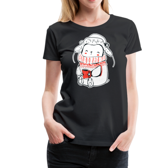 Polar Bear With Tea | Women’s Premium T-Shirt - black