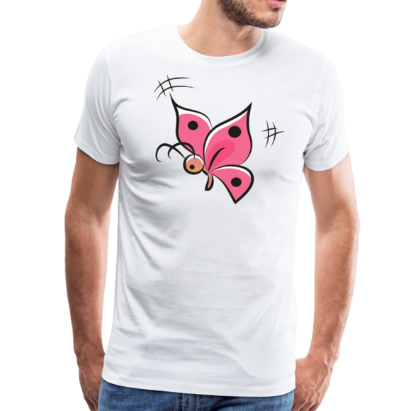 Pink Butterfly | Men's Premium T-Shirt - white