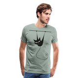 Hanging Cat | Men's Premium T-Shirt - steel green