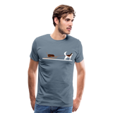 Husky With A Slide | Men's Premium T-Shirt - steel blue