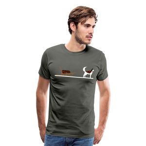 Husky With A Slide | Men's Premium T-Shirt - asphalt gray