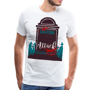 Caution: Attack | Men's Premium T-Shirt - white