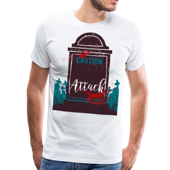 Caution: Attack | Men's Premium T-Shirt - white