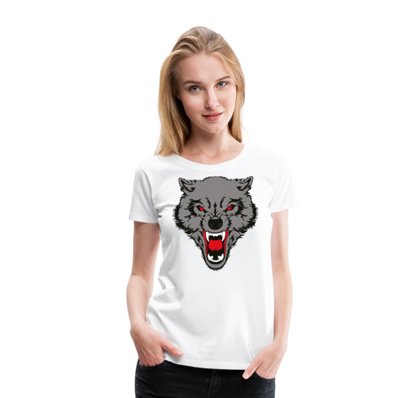 Angry Wolf | Women’s Premium T-Shirt - white