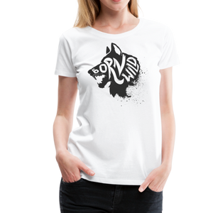 Born Wild Ft. Wolf | Women’s Premium T-Shirt - white