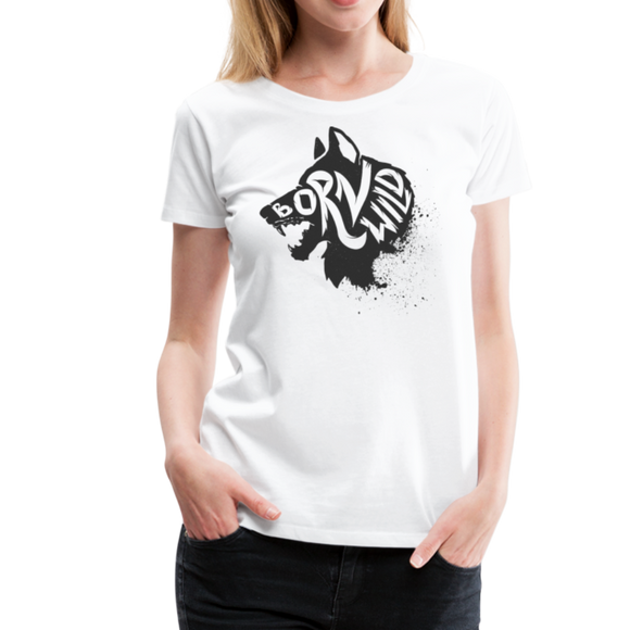 Born Wild Ft. Wolf | Women’s Premium T-Shirt - white