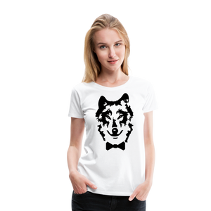 Wolf's Portrait With A Bow Tie | Women’s Premium T-Shirt - white