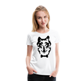 Wolf's Portrait With A Bow Tie | Women’s Premium T-Shirt - white