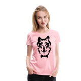 Wolf's Portrait With A Bow Tie | Women’s Premium T-Shirt - pink