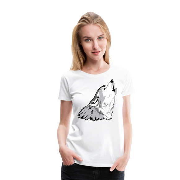 Howling Wolf | Women’s Premium T-Shirt - white