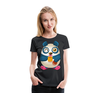 Panda With Coffee | Women’s Premium T-Shirt - black