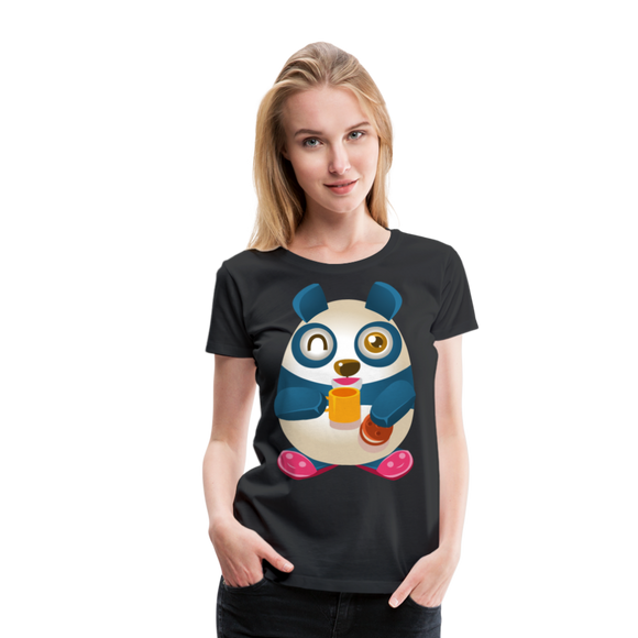 Panda With Coffee | Women’s Premium T-Shirt - black