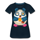 Panda With Coffee | Women’s Premium T-Shirt - deep navy