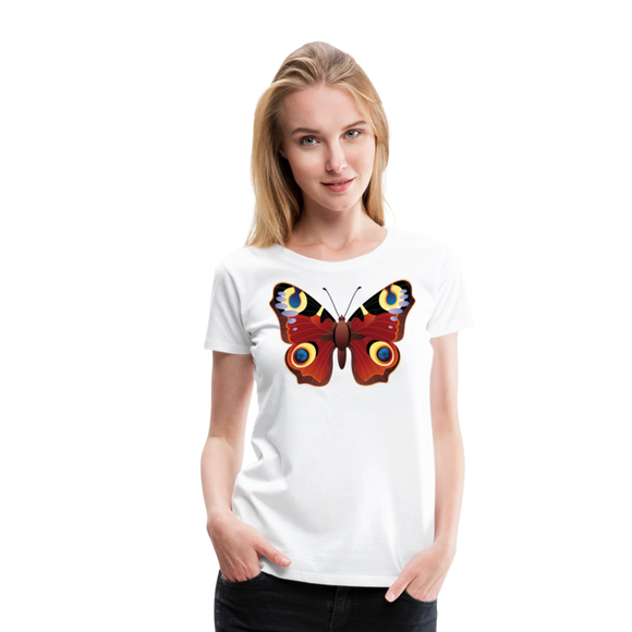 European Peacock Butterfly | Women’s Premium T-Shirt - white