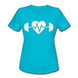 iHeart Weightlifting II | Women's Moisture Wicking Performance T-Shirt - turquoise