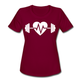 iHeart Weightlifting II | Women's Moisture Wicking Performance T-Shirt - burgundy