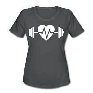 iHeart Weightlifting II | Women's Moisture Wicking Performance T-Shirt - charcoal