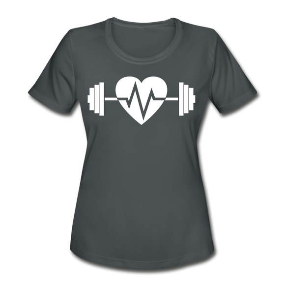 iHeart Weightlifting II | Women's Moisture Wicking Performance T-Shirt - charcoal