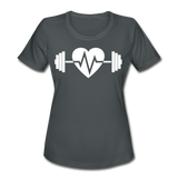 iHeart Weightlifting II | Women's Moisture Wicking Performance T-Shirt - charcoal