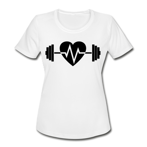 iHeart Weightlifting I | Women's Moisture Wicking Performance T-Shirt - white