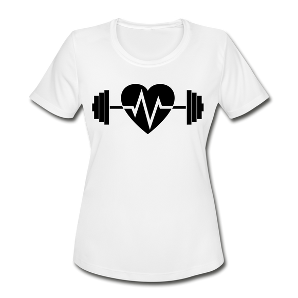 iHeart Weightlifting I | Women's Moisture Wicking Performance T-Shirt - white