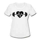 iHeart Weightlifting I | Women's Moisture Wicking Performance T-Shirt - white